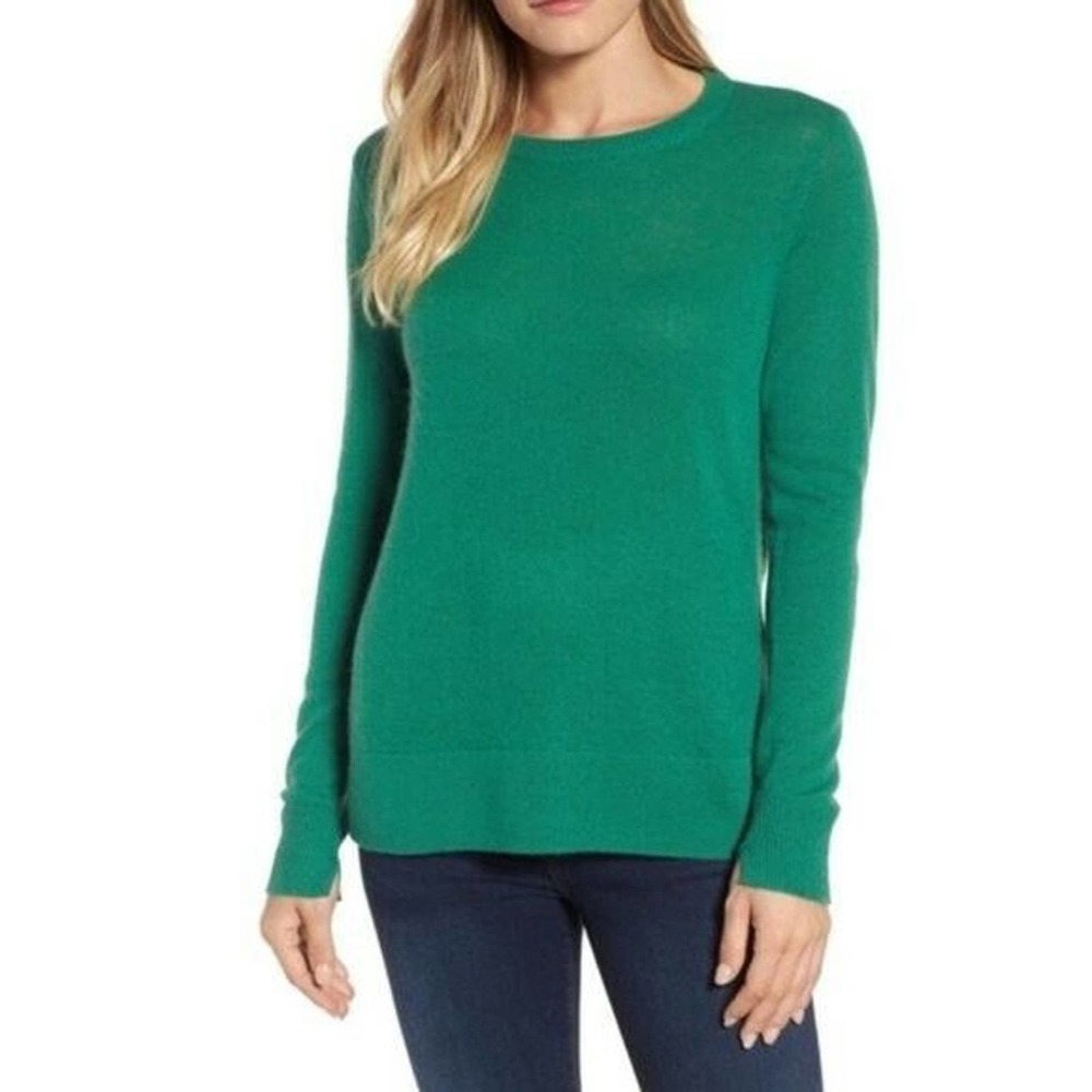 Halogen Green Slit Sleeve Sweater